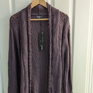 NWT- Purple Long Knit Cardigan